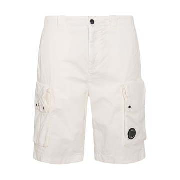 Cp Company - Gauze White Cotton Cargo Shorts