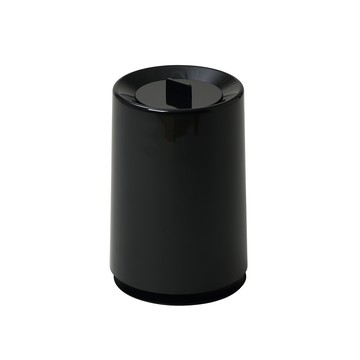 【日本ideaco】摩登圓形家用垃圾桶(附蓋)-6L-多色可選-黑