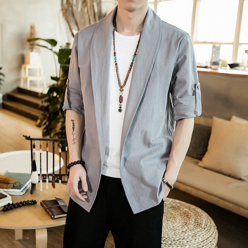 トッパージャケット ショールカラー 長袖 羽織り ボタン無し ノーボタン メンズ ライトアウター 上着 袖まくり ロールアップ シンプル 無地 単色 通販 Lineポイント最大0 5 Get Lineショッピング