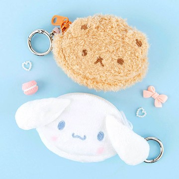 韓國文具連線 - 角色造型絨毛零錢包吊飾-卡通人物大耳狗X小熊-白X奶茶 (8x7cm)-(1組2入)