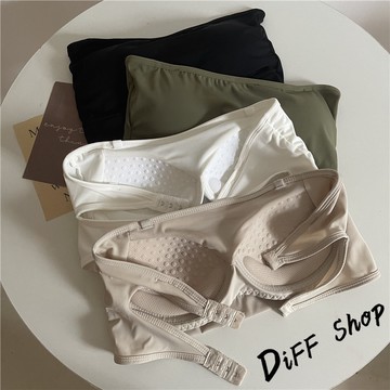 韓版冰絲一字美背無痕背心 帶胸墊免穿內衣【V407】