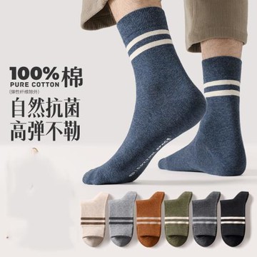 襪子男春秋季棉質中筒襪抑菌防臭日系長襪2025年新款百搭高筒襪