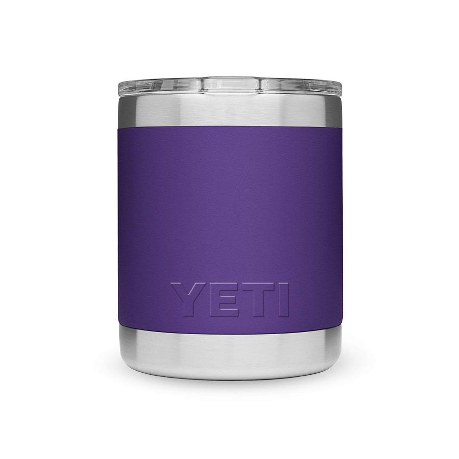 YETI Rambler 10オンス ローボール 蓋付き 真空断熱 ステンレス製、ピークパープル