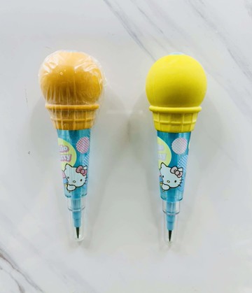 【震撼精品百貨】Hello Kitty 凱蒂貓~日本SANRIO三麗鷗 KITTY免銷鉛筆-冰淇淋造型-黃橘色-2入*21087