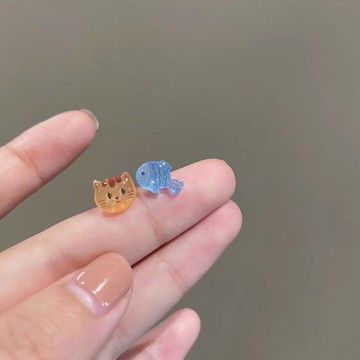 風度嚴選❤️ 小衆獨特小魚貓咪耳釘 女 磁吸學生耳飾 創意耳部飾品 可愛無耳洞耳夾 高顏值耳釘 耳夾 ins風耳飾