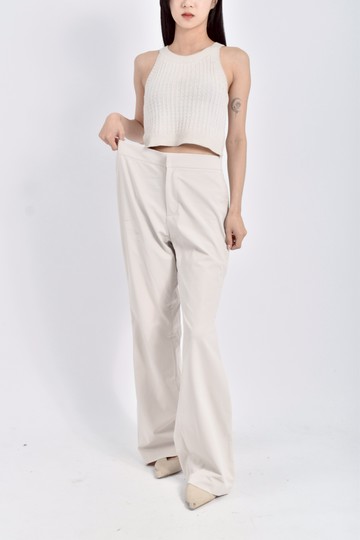 (L) essential by cja高腰棉質純棉素面杏色長褲