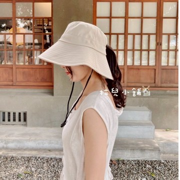 「拉兒小舖」台灣現貨  可露馬尾漁夫帽 透氣遮臉帽 大帽沿 遮陽帽  防曬帽
