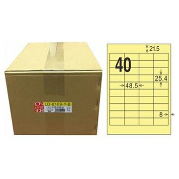 【龍德】A4三用電腦標籤 25.4x48.5mm 淺黃色 1000入 / 箱 LD-8109-Y-B【APP滿額下單4%點數(單一帳號最高1500點)】5/31止