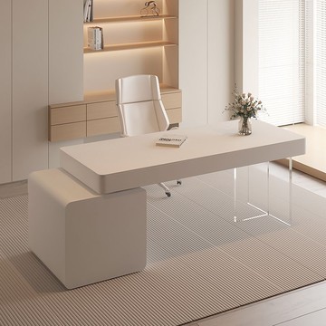 公司貨 超低價 奶油風書桌純白極簡家用寫字臺美容院醫美咨詢桌帶抽屜電腦辦公桌 快速發貨
