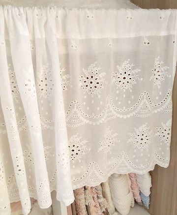 白色純棉刺繡繡花窗簾門簾咖啡簾