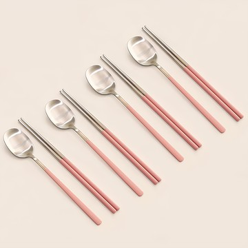 蝸牛生活 媽媽的廚房 純粹餐具組 粉色 湯匙+筷子 4入組  1組  湯匙 4入+筷子 4雙