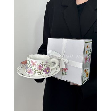 蝴蝶蘭咖啡杯碟套裝輕奢高級感原創禮物下午茶陶瓷杯送禮好物禮盒