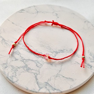 微醺粉紅紅繩編織手鍊  奧地利水晶粉亮彩虹色調 法