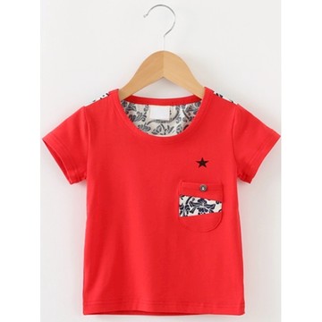 【Billgo】※現貨 【灰100-130CM】童星星拼接口袋T 【M141135】