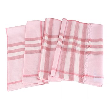 BURBERRY印花黑字LOGO羊毛絲質混紡格紋設計披肩圍巾(粉紅)