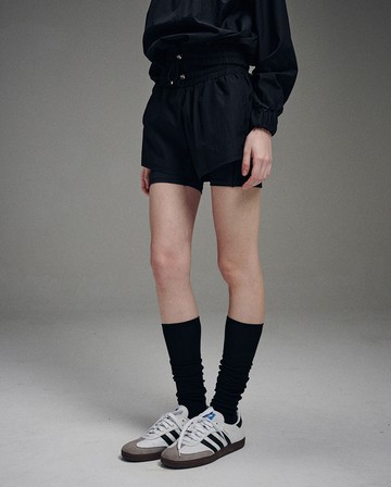 MARDI MERCREDI 運動短褲 黑色 防風 二合一 WINDBREAKER TWO-IN-ONE SHORTS
