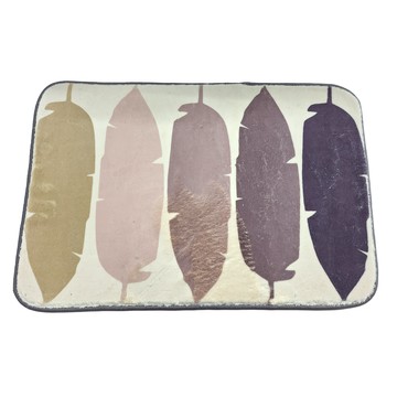 E.dot 刷色仿羊絨防滑地墊/腳踏墊 北歐風  60 x 40cm  輕藍飛揚 米白色