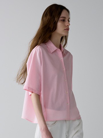 Cotton Crop Half Shirt_Pink