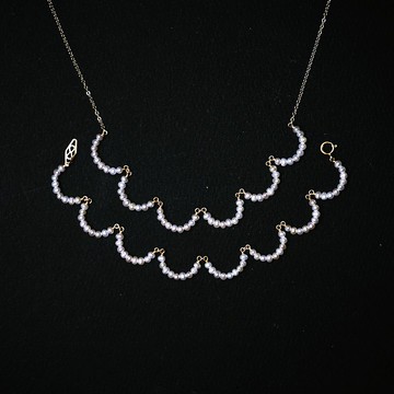 雲朵彎彎 淡水珍珠項鏈水晶