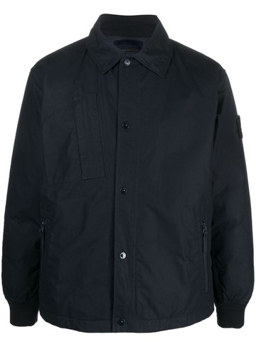 Stone Island - Compass-patch down shirt jacket - men - Polyamide/Cotton/Feather Down - L - Blue