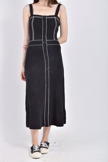 (S) gold house質感針織無修車線黑色洋裝