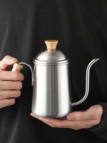 優樂悅~304不銹鋼日式手沖壺木柄細口長嘴咖啡沖泡壺戶外野餐燒水壺650ml手沖壺 茶壺