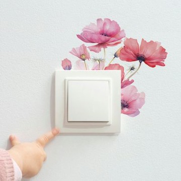 【MR.ZAKKA】創意萬用裝飾貼紙-植物主題 清新虞美人花朵 居家節慶布置 DIY可移式壁貼 無痕壁貼 牆貼