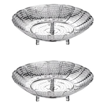 JOSIC 伸縮折疊不鏽鋼蒸籠架 特大(30 x 30cm)  2個  銀色