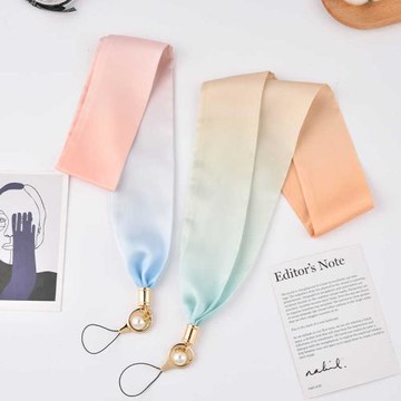 手機掛繩長款漸變珍珠吊墜掛件女款時尚百搭ins風網紅同款掛脖繩