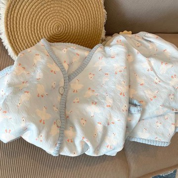 藍鵝睡衣女款春秋冬季夾層空氣棉加厚長袖套裝卡通可愛少女家居服