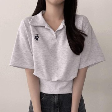 Codibook｜韓國 peachmode 休閒寬鬆翻領短版短袖POLO衫［預購］短袖上衣 翻領上衣 女裝