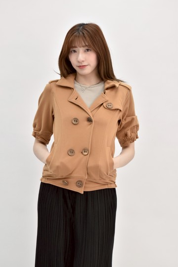 (S) a g s d棉質排扣棕色外套