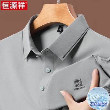 恒源祥2025夏季新款冰絲無痕短袖t恤男中年爸爸裝半袖體恤POLO衫