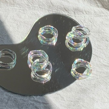 𝐁𝐥𝐮𝐞.𝐖𝐨𝐧𝐝𝐞𝐫｜現貨｜炫彩壓克力透明戒指｜C002 日系戒指 可愛戒指 韓系戒指 戒指女 溫柔戒指