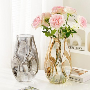好拾選物 仿捏陶創意輕奢長型玻璃花瓶(買1送1)