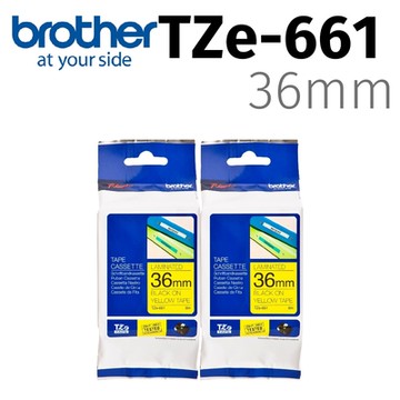 【2入組】brother 原廠護貝標籤帶 TZe-661 (黃底黑字 36mm)