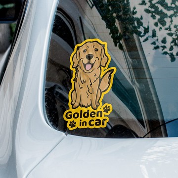 Golden Retriever in car 金毛尋回犬汽車貼紙 車內反貼