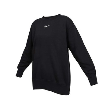 NIKE 女內刷毛寬鬆版長袖T恤-休閒 慢跑 運動 DQ5734-010 黑白