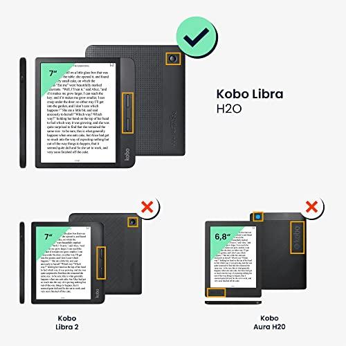 kwmobile カバー 対応: Kobo Libra H2O ケース 電子書籍リーダー オートスリープ PUレザー 翡翠色