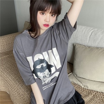 港風純棉短袖t恤女夏ins潮寬松原宿風chic韓風半袖學生上衣服