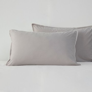 艾禮思山形繡200織水洗棉歐式枕套2入 灰