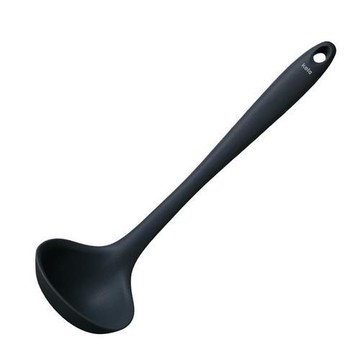 《KELA》Tom不沾鍋矽膠湯杓(墨黑28.5cm) | 料理匙 攪拌杓 攪拌勺 湯匙