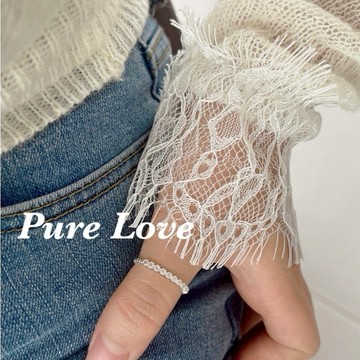 Pure Love樂芙 /正韓 銀飾【S925純銀】R0835簡約通體純銀排鑽一圈鋯石可調式開口戒指 / 銀