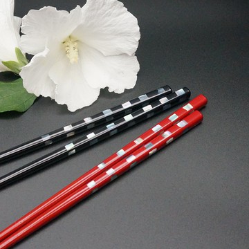 兵左衛門若狹漆筷、漆、貝殼、黑色大號、紅色中號、桐木盒