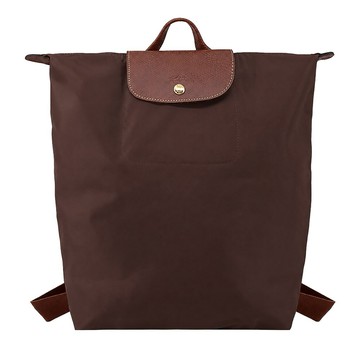 [平輸版]LONGCHAMP LE PLIAGE系列再生尼龍摺疊後背包(中/摩卡)真品平輸