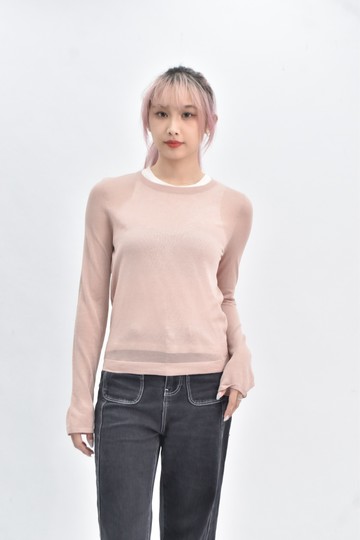 (S) chica 假兩件粉色長袖上衣