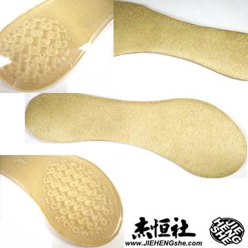 JHS杰恆社鞋墊款112舒適女黃布銅板七分墊高跟鞋墊矽膠鞋墊絨面防滑鞋墊二對