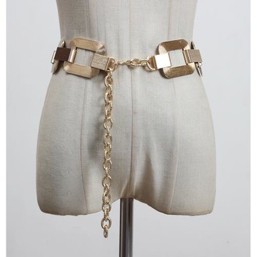 腰鏈女夏季連衣裙金屬鏈條配飾裝飾百搭腰帶裙子襯衫皮帶金色時尚