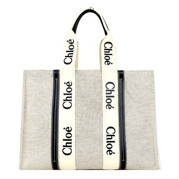 Chloé Woody tote bag帆布托特包(大號/海軍藍)