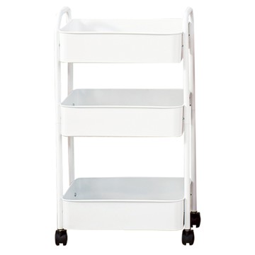 置物手推車  三層白色  帶輪收納推車  白色  1個